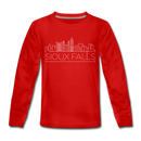 Sioux Falls, South Dakota Youth Long Sleeve Shirt - Skyline Youth Long Sleeve Sioux Falls Tee - red