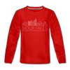 Sioux Falls, South Dakota Youth Long Sleeve Shirt - Skyline Youth Long Sleeve Sioux Falls Tee - red