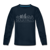 Sioux Falls, South Dakota Youth Long Sleeve Shirt - Skyline Youth Long Sleeve Sioux Falls Tee - deep navy