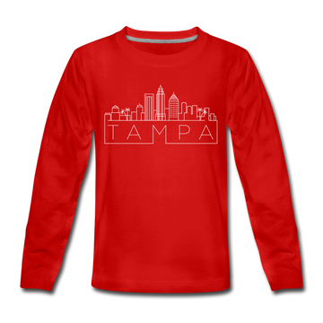 Tampa, Florida Youth Long Sleeve Shirt - Skyline Youth Long Sleeve Tampa Tee - red