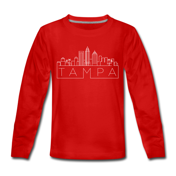 Tampa, Florida Youth Long Sleeve Shirt - Skyline Youth Long Sleeve Tampa Tee - red