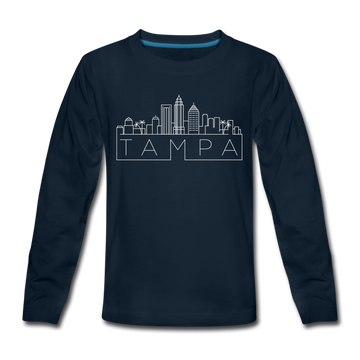 Tampa, Florida Youth Long Sleeve Shirt - Skyline Youth Long Sleeve Tampa Tee - deep navy