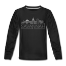 Savannah, Georgia Youth Long Sleeve Shirt - Skyline Youth Long Sleeve Savannah Tee - black