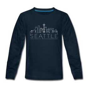 Seattle, Washington Youth Long Sleeve Shirt - Skyline Youth Long Sleeve Seattle Tee