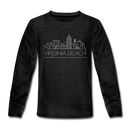 Virginia Beach, Virginia Youth Long Sleeve Shirt - Skyline Youth Long Sleeve Virginia Beach Tee - charcoal gray