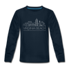 Virginia Beach, Virginia Youth Long Sleeve Shirt - Skyline Youth Long Sleeve Virginia Beach Tee - deep navy