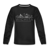 Wichita, Kansas DC Youth Long Sleeve Shirt - Skyline Youth Long Sleeve Wichita Tee - black