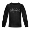 Wichita, Kansas DC Youth Long Sleeve Shirt - Skyline Youth Long Sleeve Wichita Tee - charcoal gray