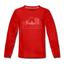 St. Louis, Missouri Youth Long Sleeve Shirt - Skyline Youth Long Sleeve St. Louis Tee - red