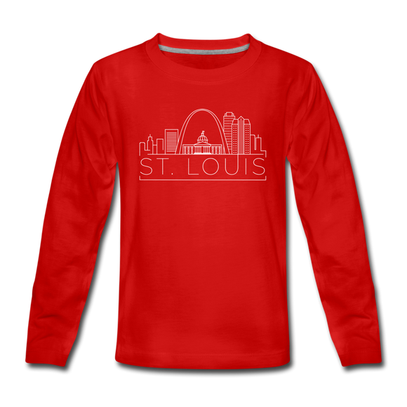 St. Louis, Missouri Youth Long Sleeve Shirt - Skyline Youth Long Sleeve St. Louis Tee - red