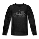 St. Louis, Missouri Youth Long Sleeve Shirt - Skyline Youth Long Sleeve St. Louis Tee - charcoal gray