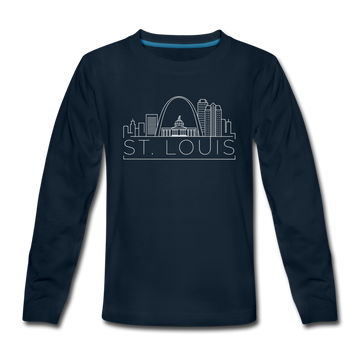 St. Louis, Missouri Youth Long Sleeve Shirt - Skyline Youth Long Sleeve St. Louis Tee - deep navy
