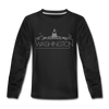 Washington DC Youth Long Sleeve Shirt - Skyline Youth Long Sleeve Washington DC Tee - black