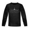 Washington DC Youth Long Sleeve Shirt - Skyline Youth Long Sleeve Washington DC Tee - charcoal gray