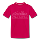 Anchorage, Alaska Toddler T-Shirt - Skyline Anchorage Toddler Tee - dark pink
