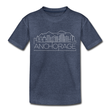 Anchorage, Alaska Toddler T-Shirt - Skyline Anchorage Toddler Tee - heather blue
