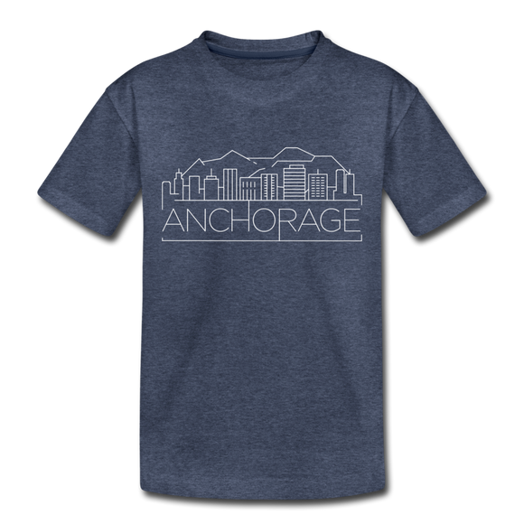 Anchorage, Alaska Toddler T-Shirt - Skyline Anchorage Toddler Tee - heather blue