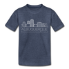 Albuquerque, New Mexico Toddler T-Shirt - Skyline Albuquerque Toddler Tee - heather blue