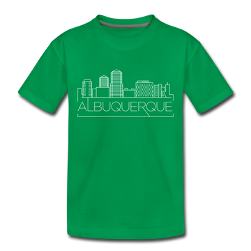 Albuquerque, New Mexico Toddler T-Shirt - Skyline Albuquerque Toddler Tee - kelly green