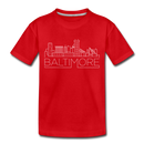 Baltimore, Maryland Toddler T-Shirt - Skyline Baltimore Toddler Tee - red