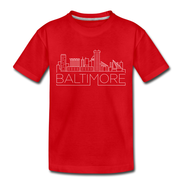 Baltimore, Maryland Toddler T-Shirt - Skyline Baltimore Toddler Tee - red