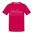 Baltimore, Maryland Toddler T-Shirt - Skyline Baltimore Toddler Tee - dark pink