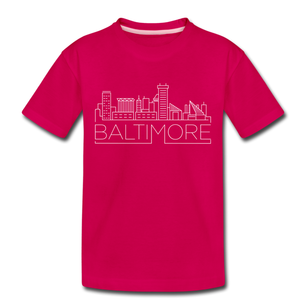 Baltimore, Maryland Toddler T-Shirt - Skyline Baltimore Toddler Tee - dark pink