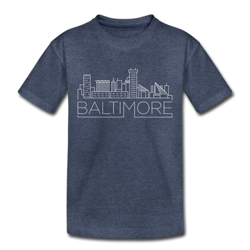 Baltimore, Maryland Toddler T-Shirt - Skyline Baltimore Toddler Tee - heather blue