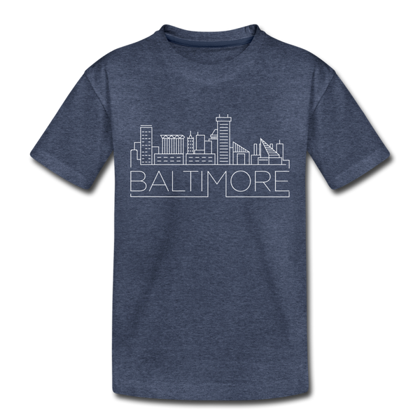 Baltimore, Maryland Toddler T-Shirt - Skyline Baltimore Toddler Tee - heather blue