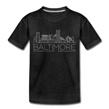 Baltimore, Maryland Toddler T-Shirt - Skyline Baltimore Toddler Tee - charcoal gray