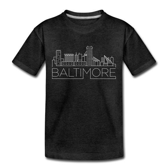 Baltimore, Maryland Toddler T-Shirt - Skyline Baltimore Toddler Tee - charcoal gray