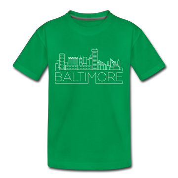Baltimore, Maryland Toddler T-Shirt - Skyline Baltimore Toddler Tee - kelly green