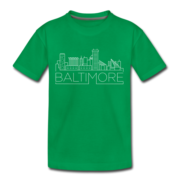 Baltimore, Maryland Toddler T-Shirt - Skyline Baltimore Toddler Tee - kelly green