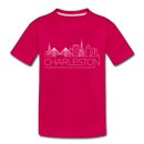Charleston, South Carolina Toddler T-Shirt - Skyline Charleston Toddler Tee - dark pink
