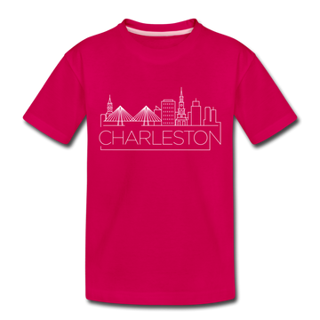 Charleston, South Carolina Toddler T-Shirt - Skyline Charleston Toddler Tee - dark pink