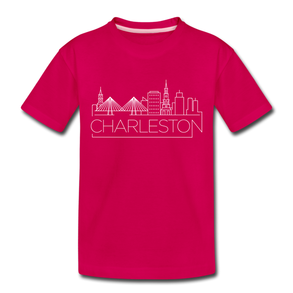 Charleston, South Carolina Toddler T-Shirt - Skyline Charleston Toddler Tee - dark pink