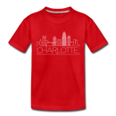 Charlotte, North Carolina Toddler T-Shirt - Skyline Charlotte Toddler Tee - red