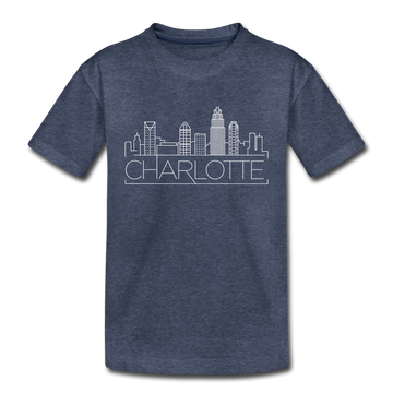 Charlotte, North Carolina Toddler T-Shirt - Skyline Charlotte Toddler Tee - heather blue