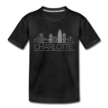 Charlotte, North Carolina Toddler T-Shirt - Skyline Charlotte Toddler Tee - charcoal gray
