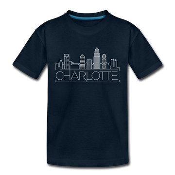 Charlotte, North Carolina Toddler T-Shirt - Skyline Charlotte Toddler Tee - deep navy