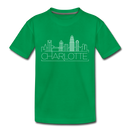 Charlotte, North Carolina Toddler T-Shirt - Skyline Charlotte Toddler Tee - kelly green