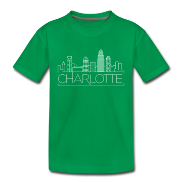 Charlotte, North Carolina Toddler T-Shirt - Skyline Charlotte Toddler Tee - kelly green