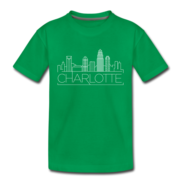 Charlotte, North Carolina Toddler T-Shirt - Skyline Charlotte Toddler Tee - kelly green