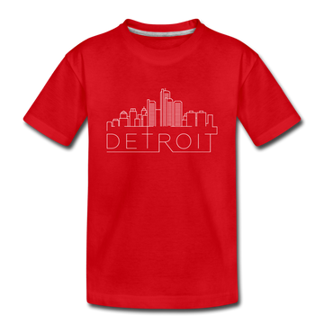 Detroit, Michigan Toddler T-Shirt - Skyline Detroit Toddler Tee - red