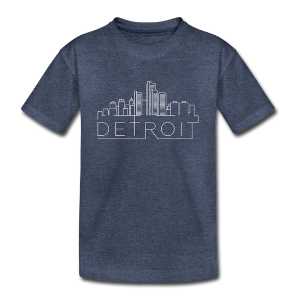 Detroit, Michigan Toddler T-Shirt - Skyline Detroit Toddler Tee - heather blue