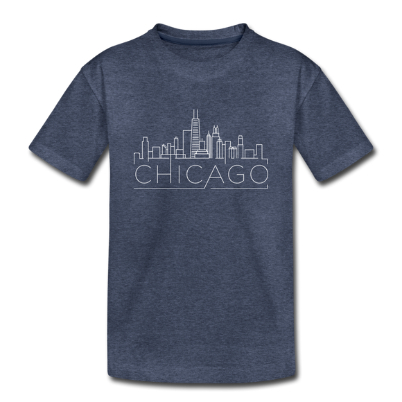 Chicago, Illinois Toddler T-Shirt - Skyline Chicago Toddler Tee - heather blue