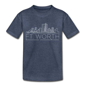 Fort Worth, Texas Toddler T-Shirt - Skyline Fort Worth Toddler Tee - heather blue