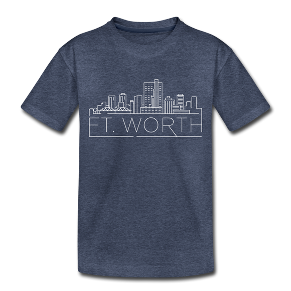 Fort Worth, Texas Toddler T-Shirt - Skyline Fort Worth Toddler Tee - heather blue