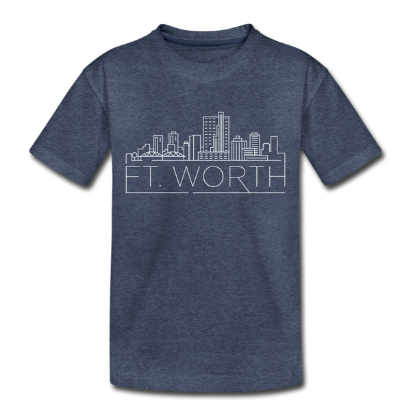 Fort Worth, Texas Toddler T-Shirt - Skyline Fort Worth Toddler Tee - heather blue