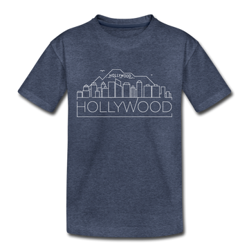 Hollywood, California Toddler T-Shirt - Skyline Hollywood Toddler Tee - heather blue